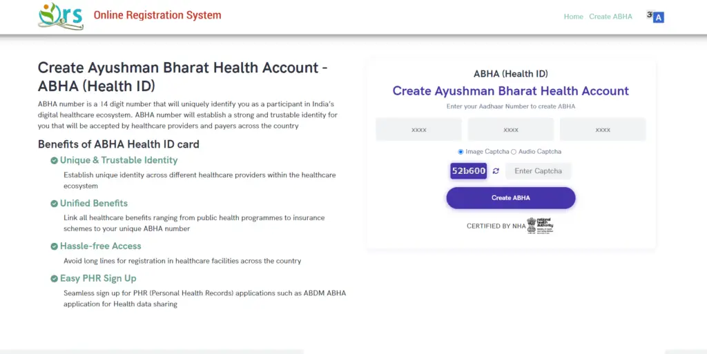 Create Ayushman Bharat Health Account -ABHA (Health ID)